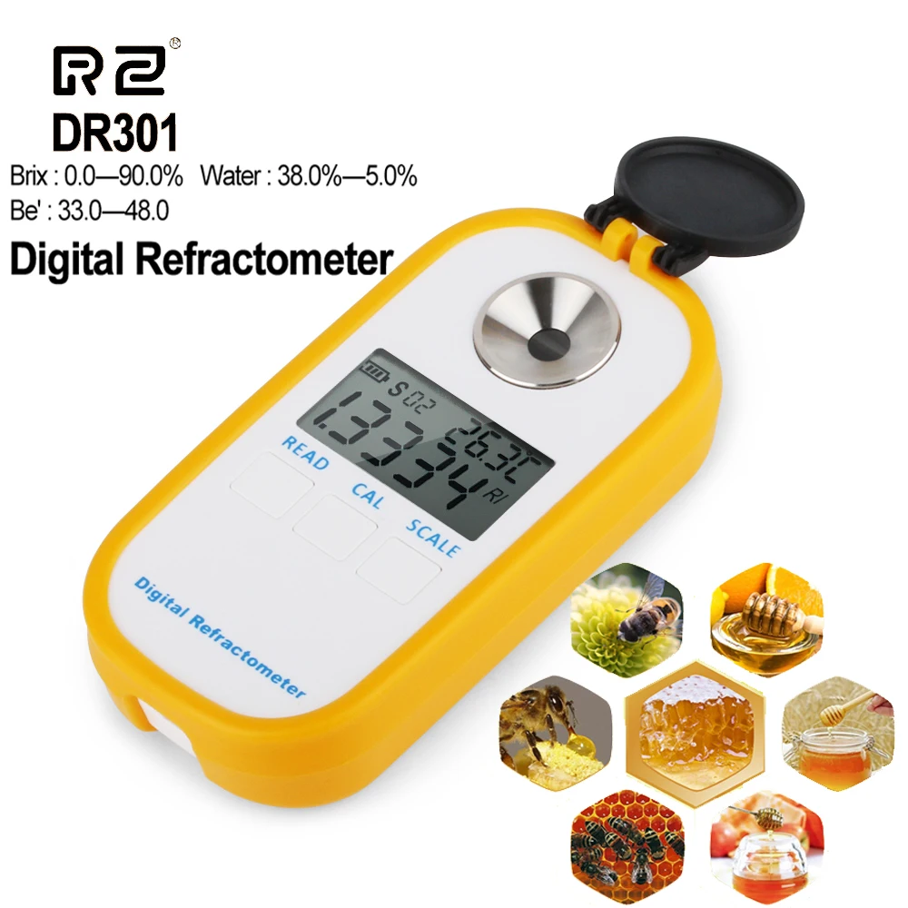 LEERCHUANG Auto Refractometer Digital Honey Refractometer Sugar Syrup Meter 0-90.0% Brix Refractometer Baume Honey Concentration