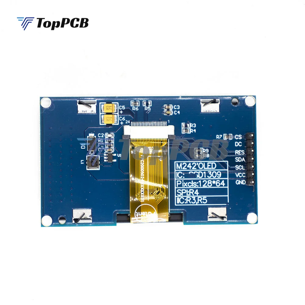 2.42 Inch White OLED LCD Display Screen Module 128*64 SPI IIC Serial Control SSD1309 Driver Board 3.3-5V 7 Pin