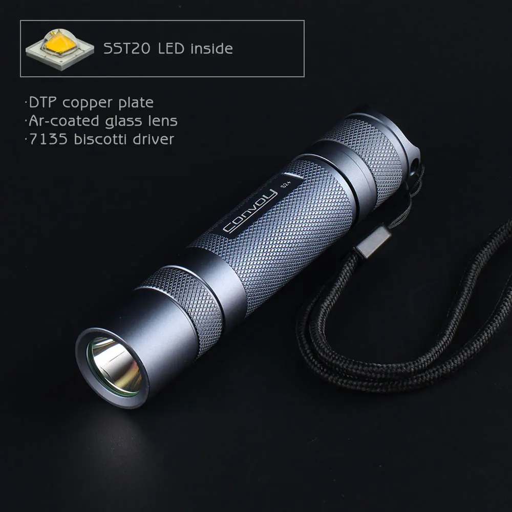 Convoy S2+ LED Flashlight 18650 Battery
