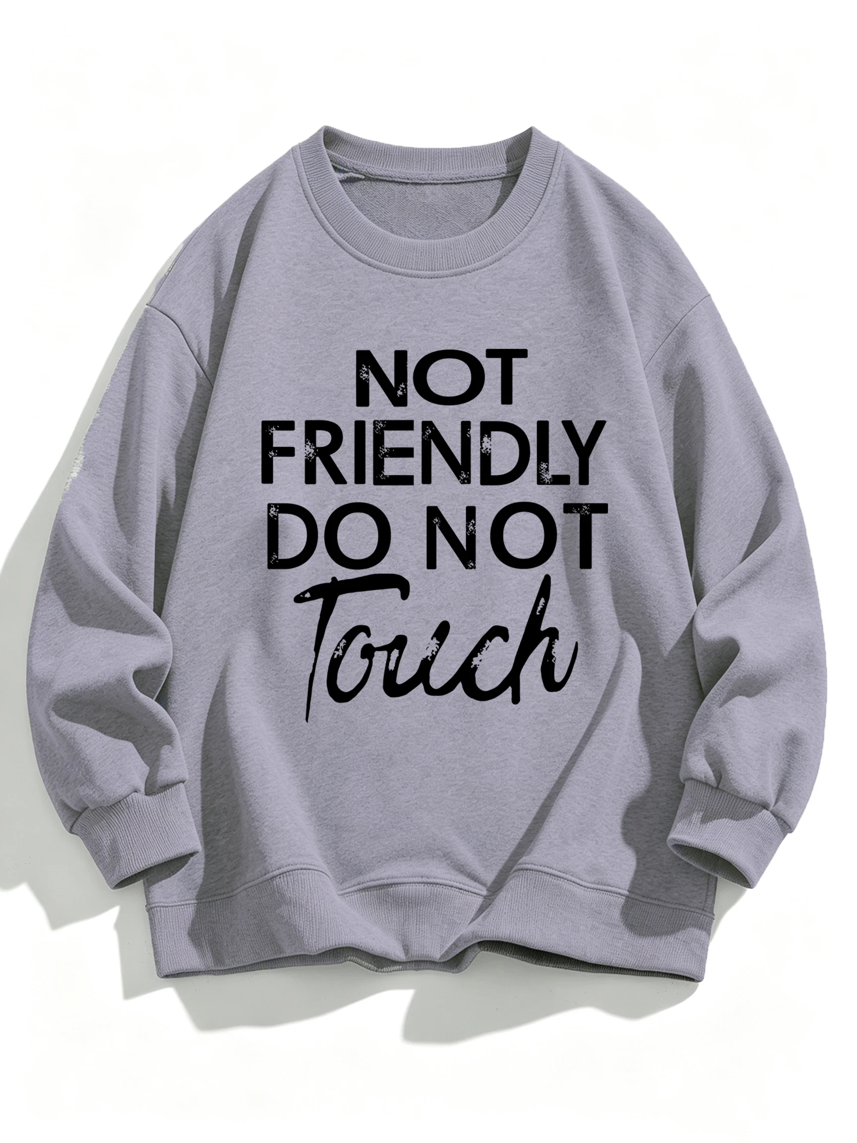 Not Friendly Do Not Touch Print Women Sweatshirts Crewneck Soft Sportswear Casual Autumn Pullovers Fleece All-Match Clothes