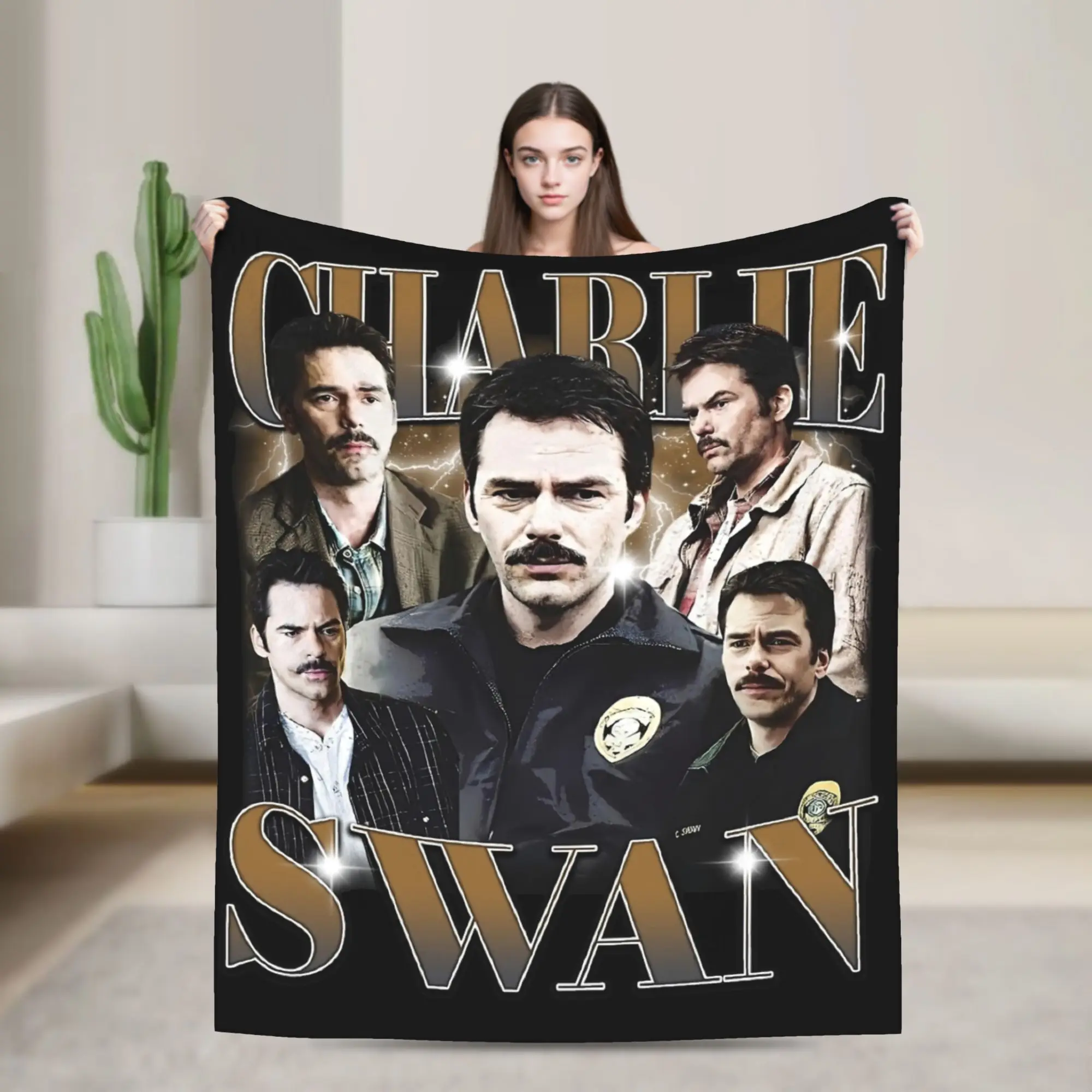 Charlie Swan Twilight Blankets Flannel Autumn/Winter  Multi-function Lightweight Throw Blanket for Sofa Travel Rug Piece