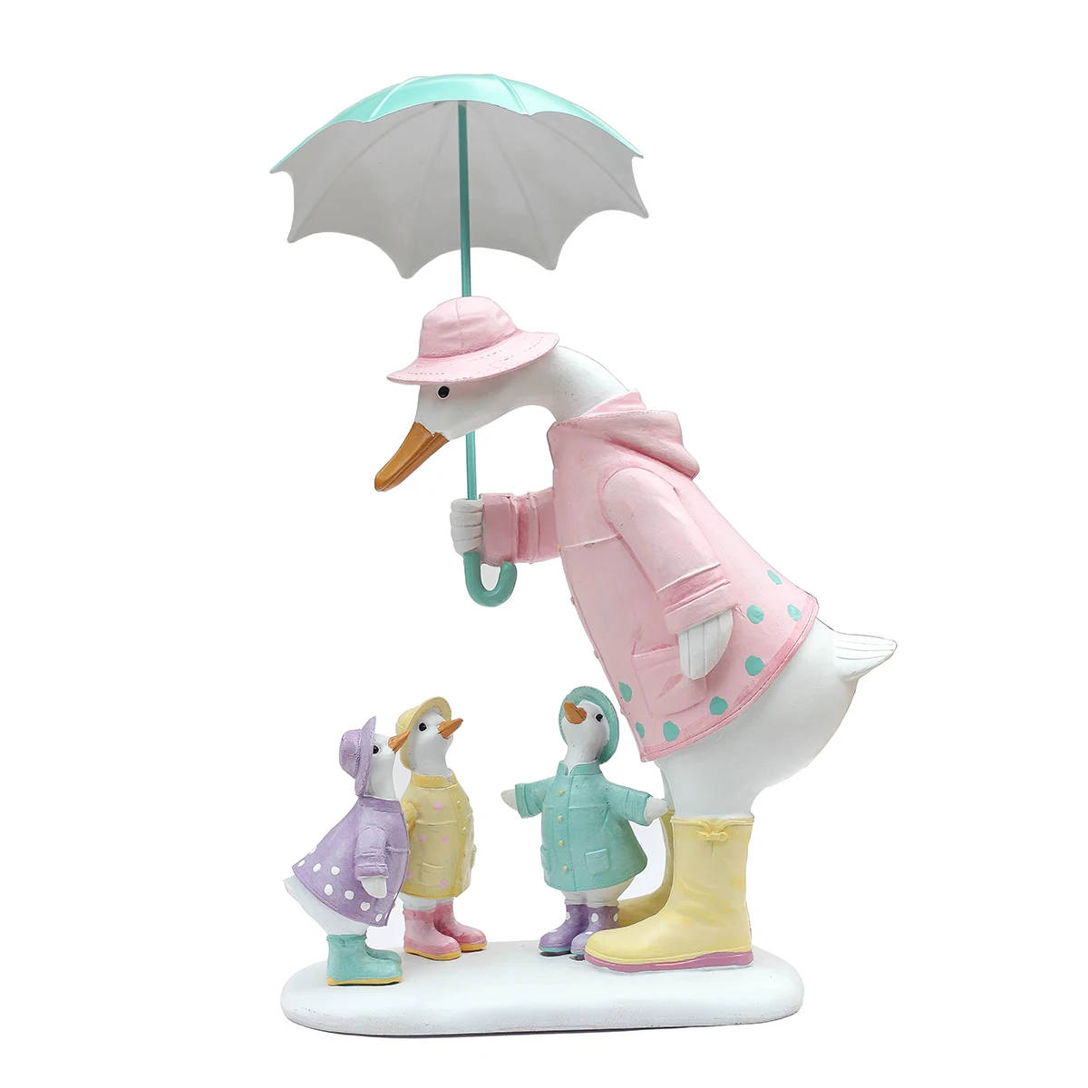 Lovely Umbrella Duck Animal Sculpture Pastoral Ins Wind Resin Fairy Garden Decorations Desk Ornaments Decorative Figurines