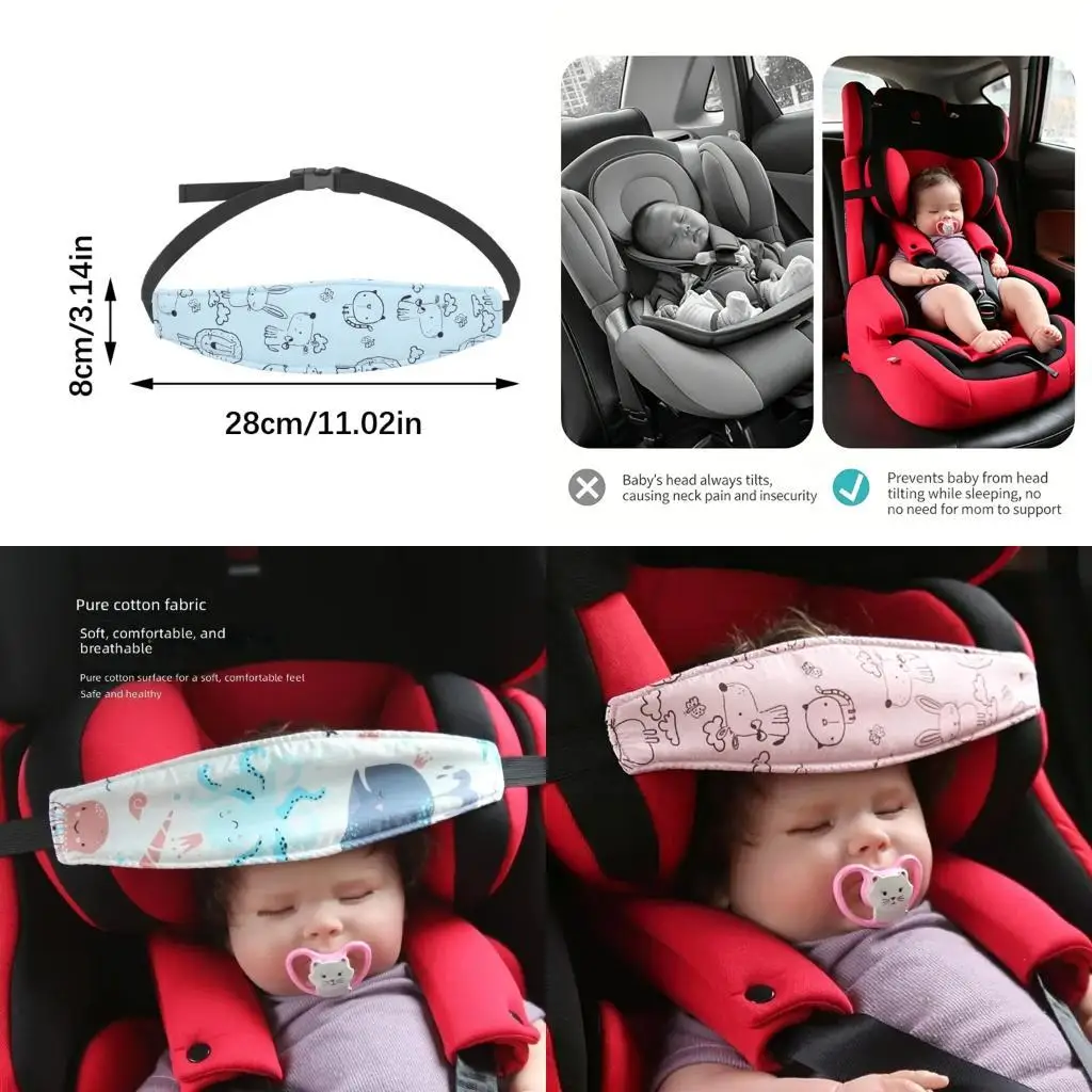 Cotton Head Restraint Strap For Baby Car 8 Fun Cartoon Patterns For Kids New