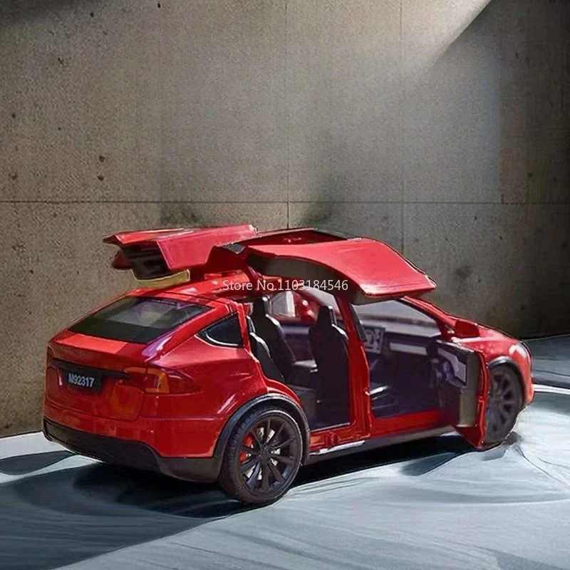 Coche de juguete X de aleación a escala 1/24, simulación de Metal fundido a presión con sonido extraíble, colección de vehículos ligeros para regalo de niño