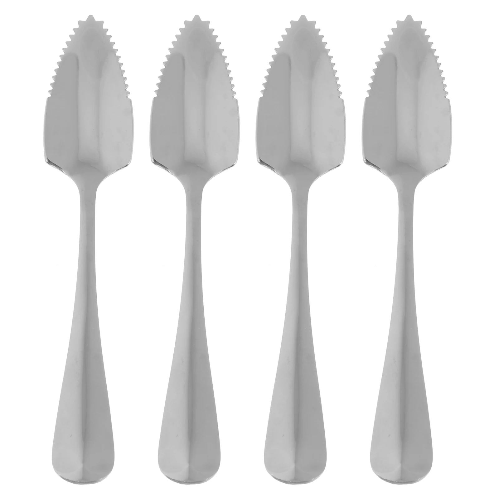 

4Pcs Stainless Steel Fruit Spoons Serrated Edge Polished Grapefruit Spoon Dessert Scoop Coffee Stirring Long Handle