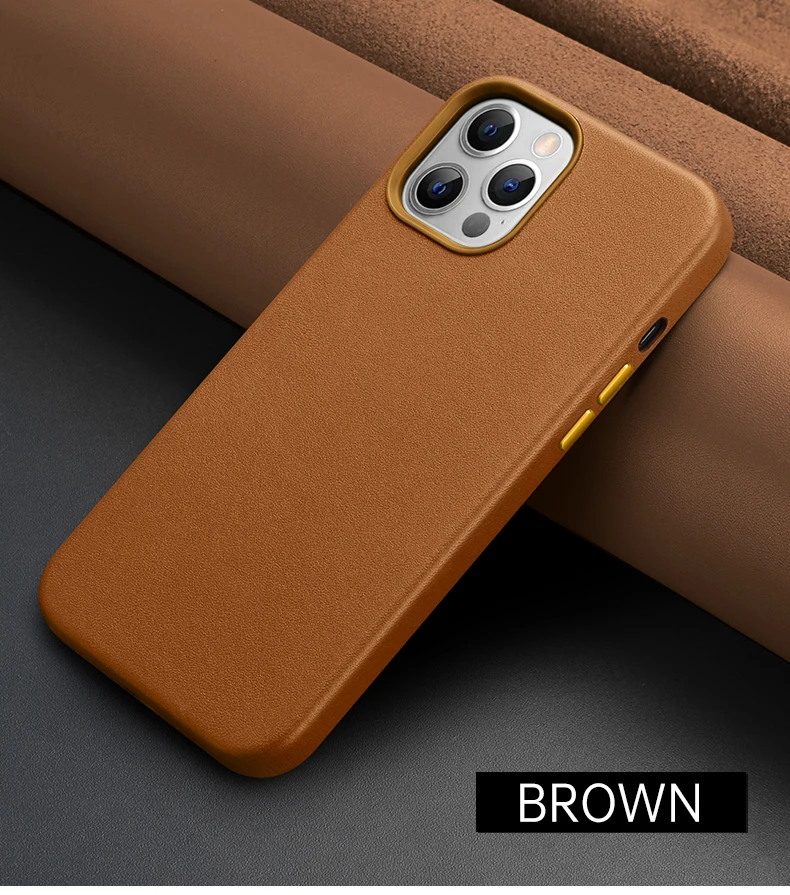 

Genuine Leather Slim Phone Case For Iphone 13 12 Pro Max Fashion Handmade Anti-knock Back Cover For Iphone 12mini / 12 Pro Max