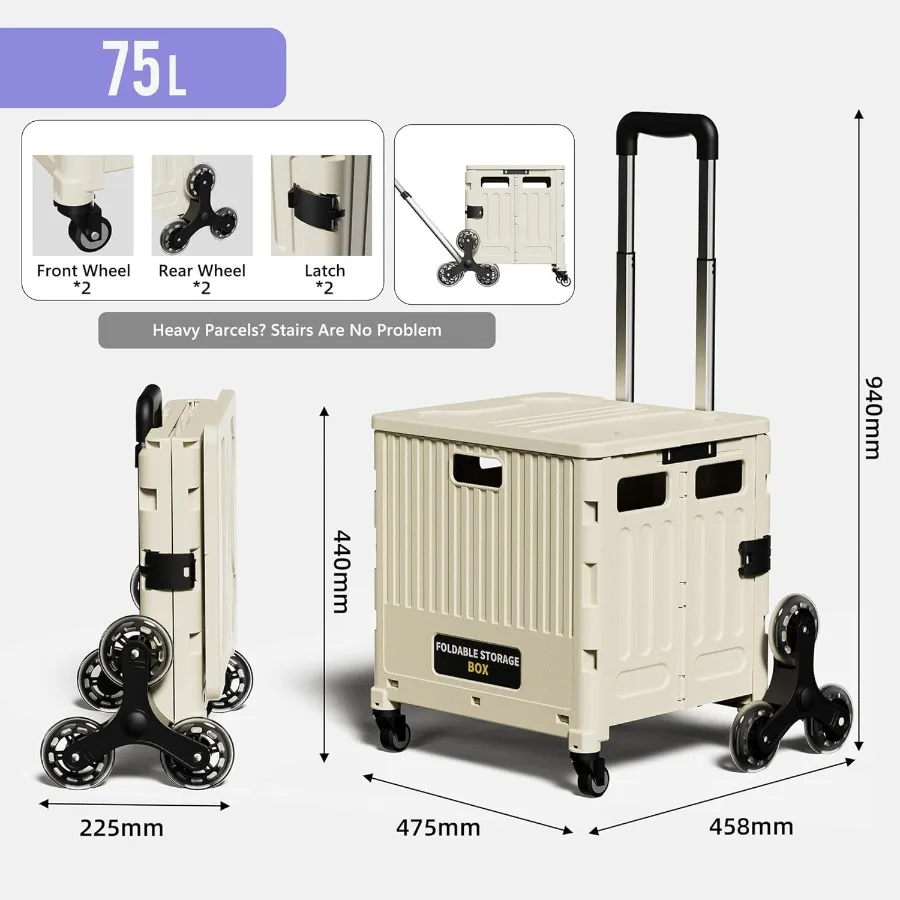 عربة أدوات قابلة للطي للسفر والتسوق والأمتعة والمكتب تستخدم عربة يدوية محمولة قابلة للطي مع عجلة تسلق متينة لـ #4