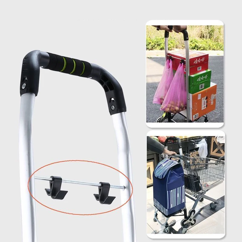 Folding Shopping Cart Grocery Trolley with Storage Bag Stainless Steel Rubber Wheels Climbing Stair Aluminum Alloy Portable Cart