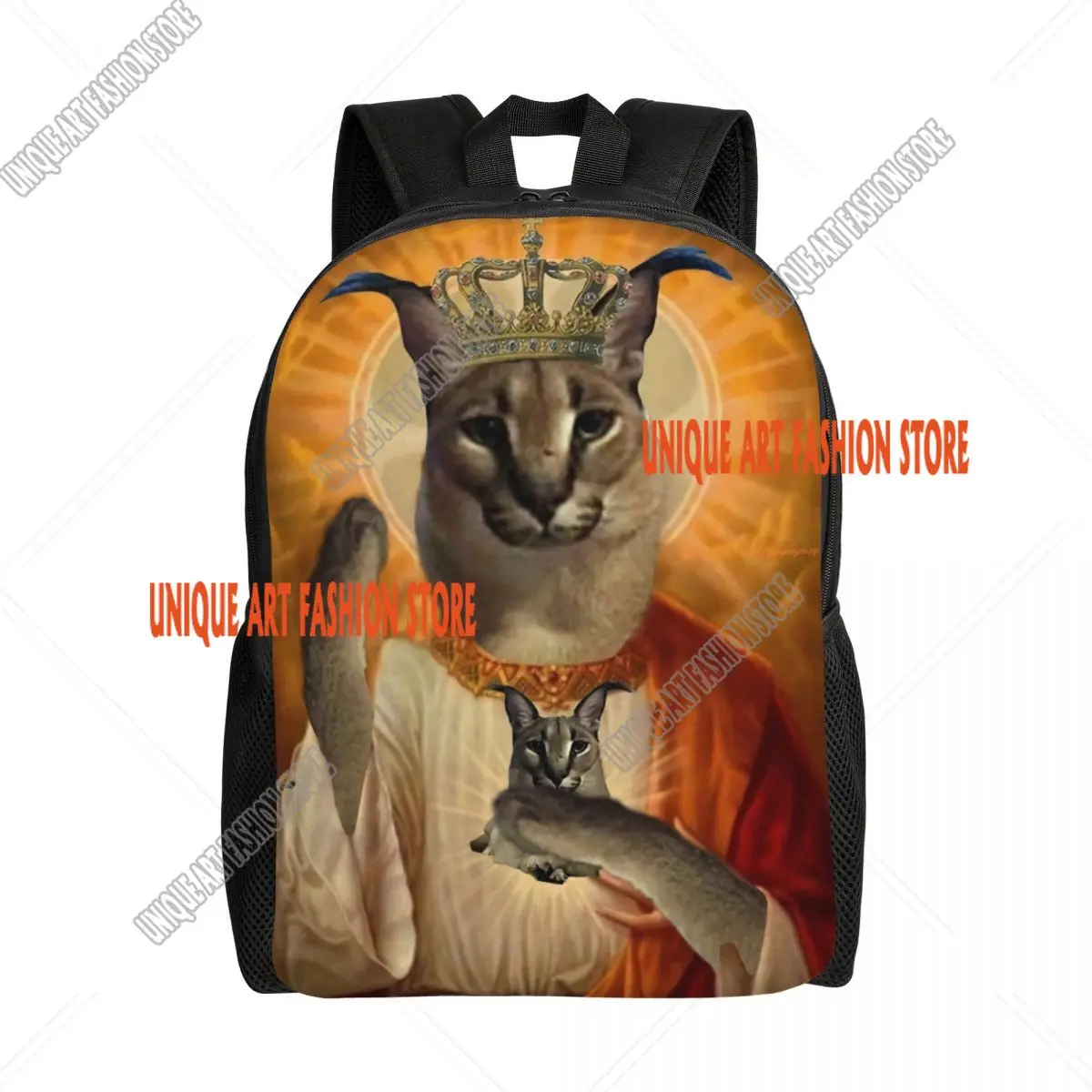 ジーザスセイントミームビッグフロッパバックパック女性男性大学生ブックバッグは15インチのラップトップバッグに適合