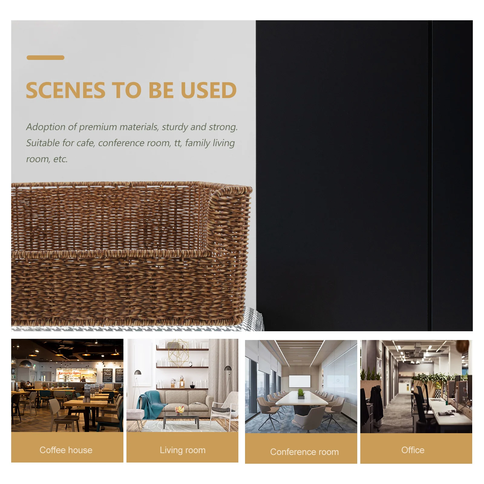 

Woven Baskets Shallow Color Rattan Storage Home Office Kitchen Multifunction Book ganizer Basket Household Woven Box Tabletop