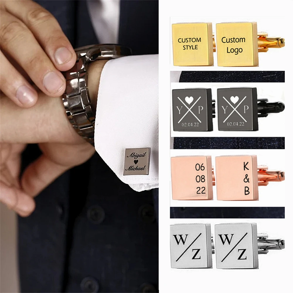 Personalized Custom Mens Shirt Cufflinks for Father Wedding Gift Customized Cuff Links Buttons Men Jewelry Sliver Suit Cufflink