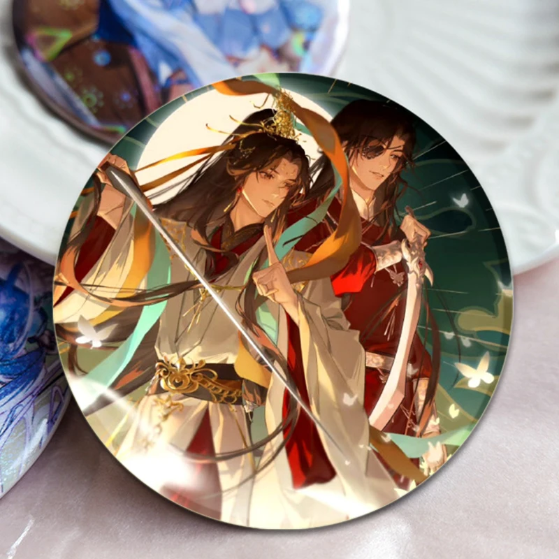 Heaven Official\'s Blessing Badge Hua Cheng and Xie Lian Cartoon Figure Brooch Pins for Backpack Accessories Jewelry Hat Backpack