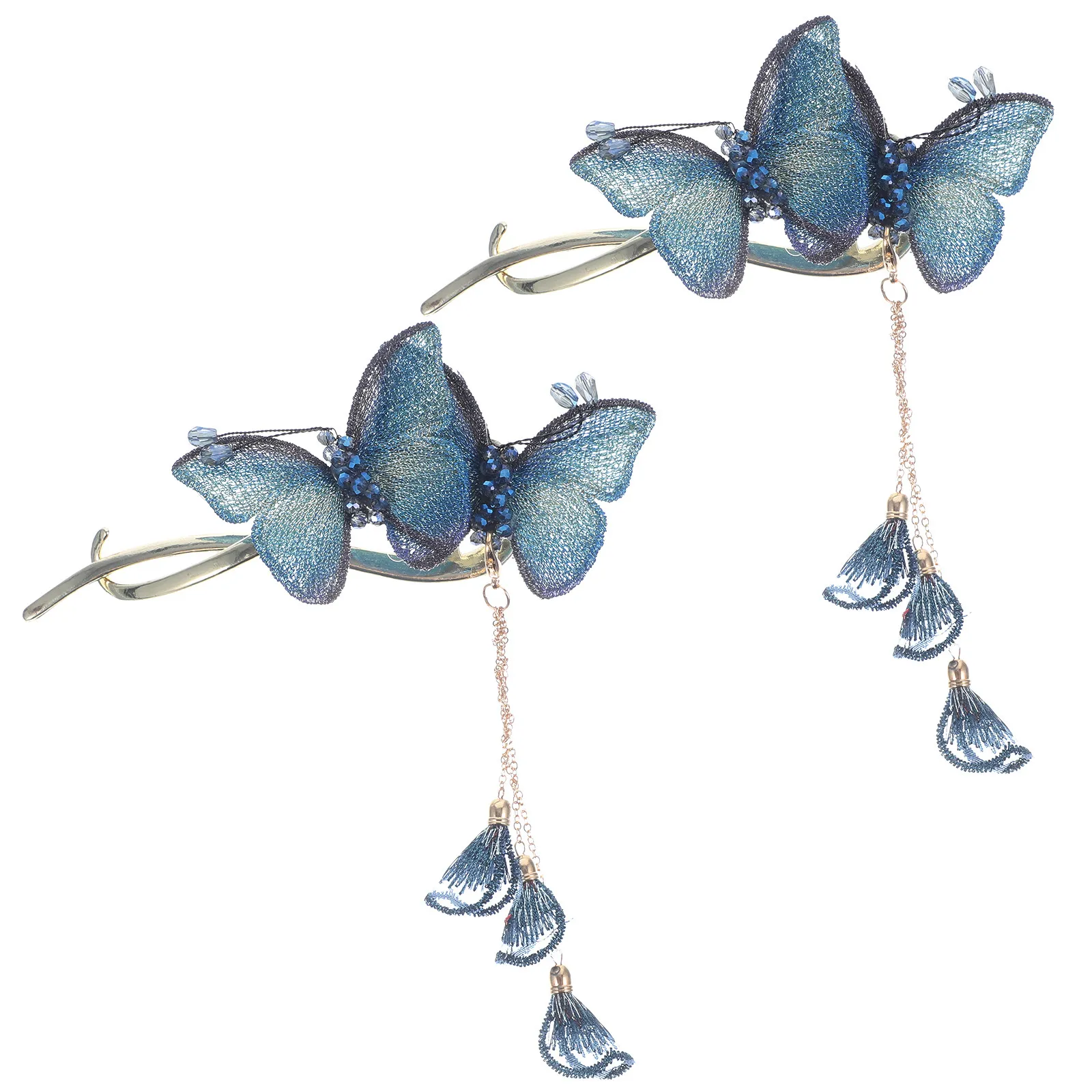 

2 шт. парные заколки-бабочки из сплава и ткани для женщин, стильные элегантные декоративные заколки для повседневного использования и свадеб