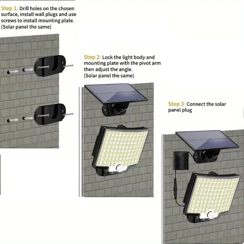 126LED zonne-buitenverlichting bewegingssensor afstandsbediening muur schijnwerper beveiliging waterdichte patio tuin garage hek pad verlichting