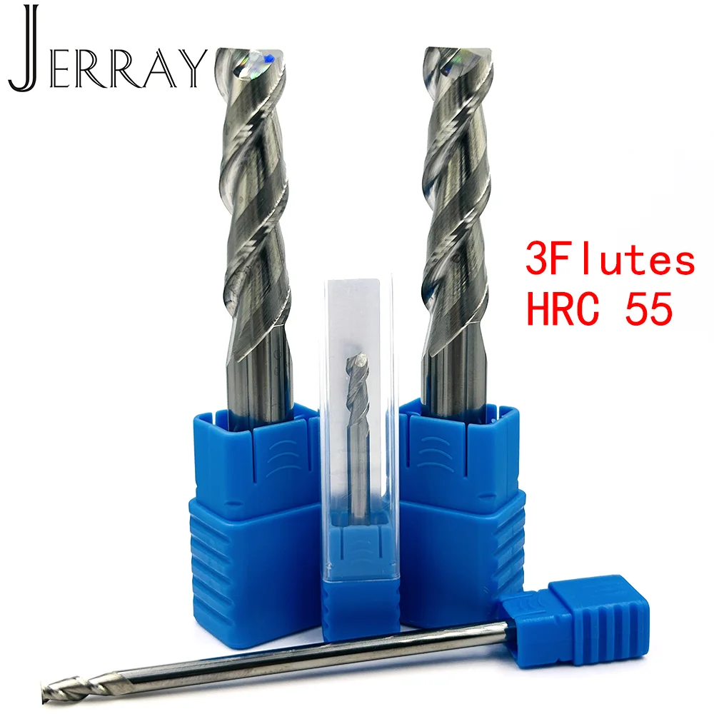 

3 Flutes HRC55 D1-20MM Tungsten Carbide Flat Square End Mill for Aluminum , CNC Cutting Tools router bits without coating