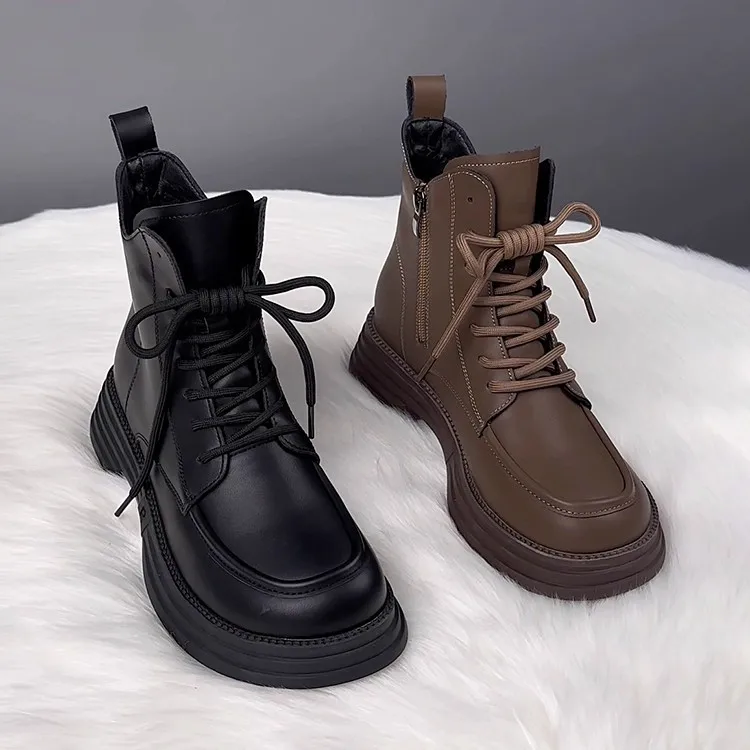 Women's Cotton Boots 2025 Autumn/Winter New Thick Bottom Short Boots Flat Bottom Versatile Thick Cotton Shoes for Women