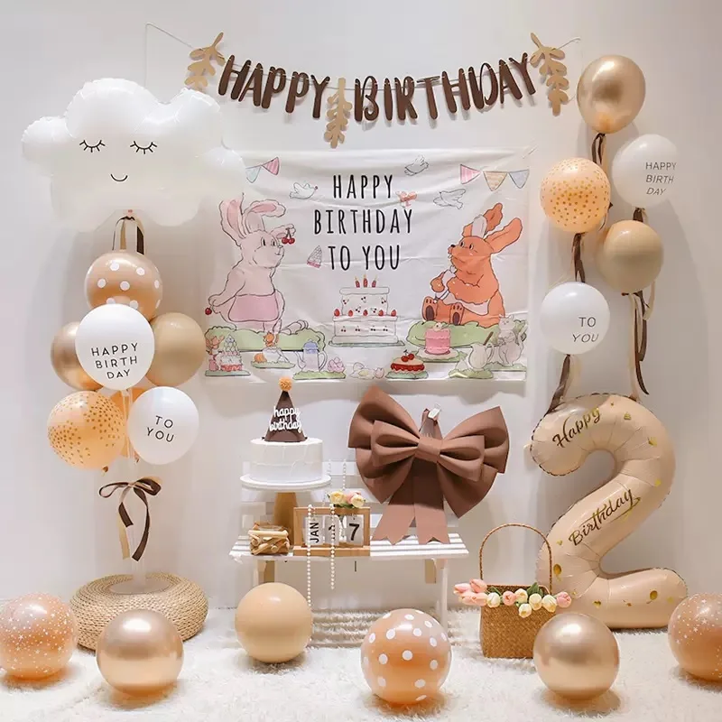 INS Boho Balloon Garland Coffee Coco Retro Ballon Khaki Baby Shower Children Birthady Party Supplies