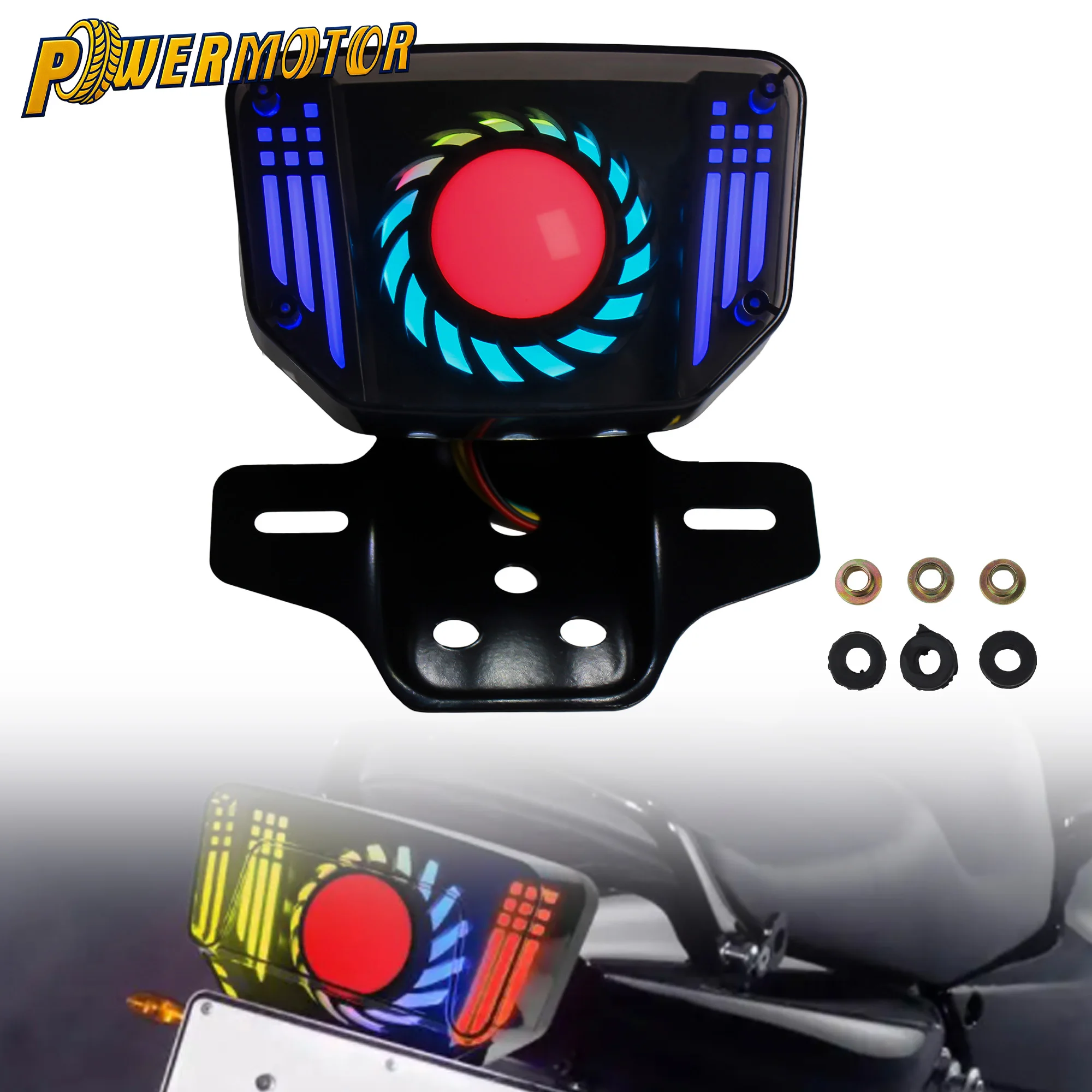 

Universal Motorcycle 12V LED Brake Tail Light RGB Angel Eyes Lights Turn Signal Indicator Lamp For Honda CG125 CG150 125cc 150cc