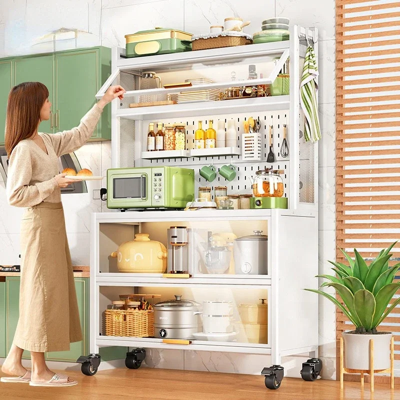 pegboard utensil cupboard kitchen rack multifunction cabinet storage rack floor multilayer acrylic door holders