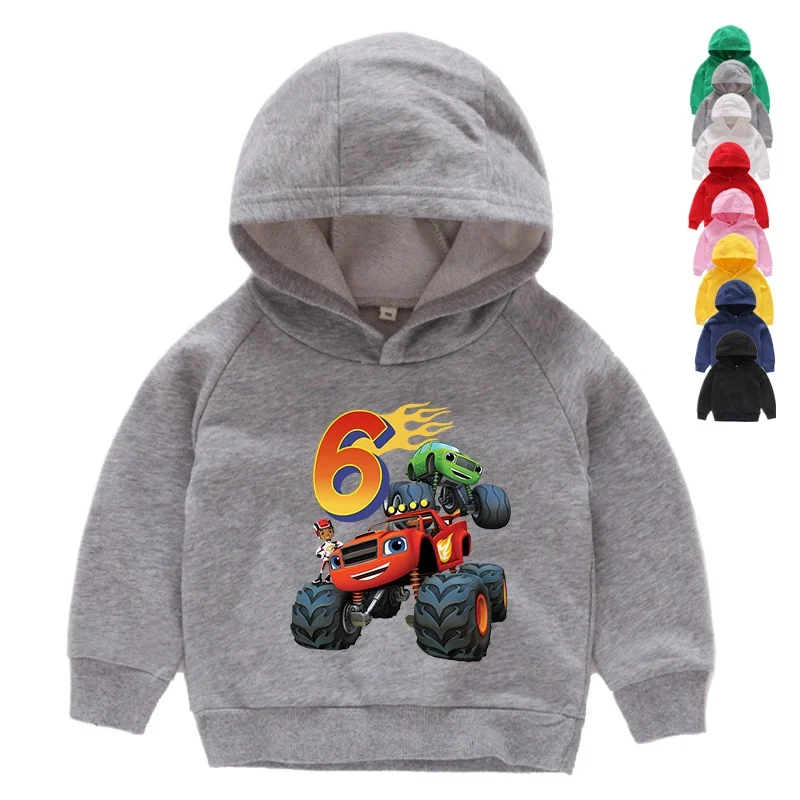 Children Clothes for Boys Sweatshirt Personalized Name Birthday Blaze Shirt Long T Shirt Girl Clothing Kids Toddler Fall Hoodie