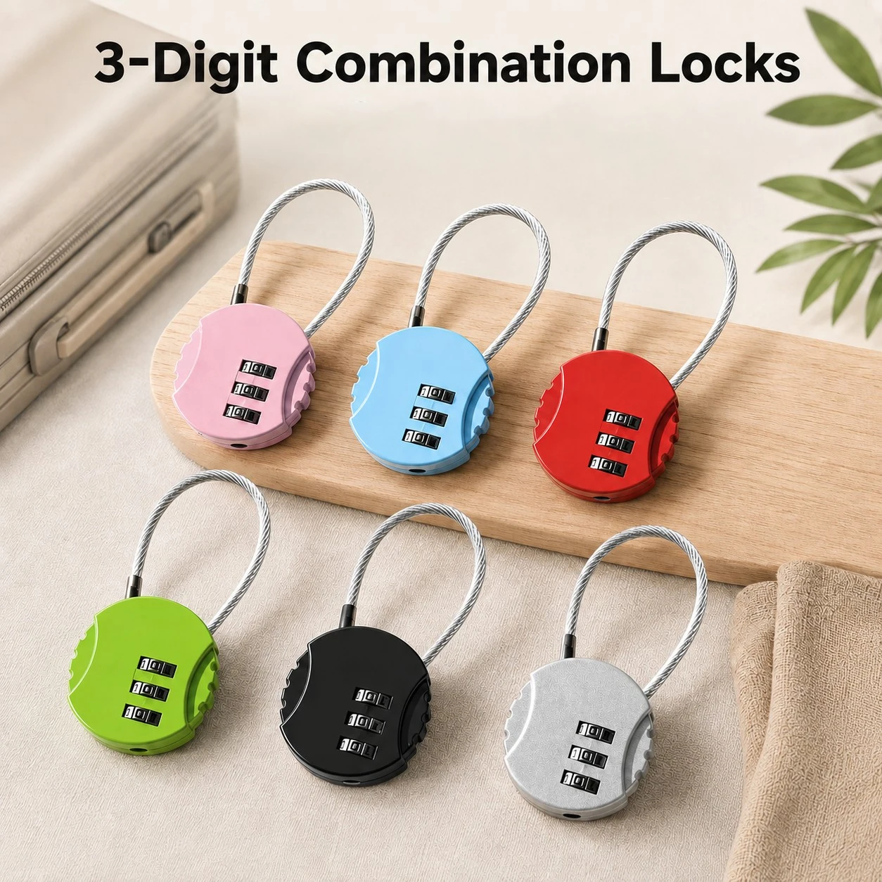 1pc 3-Digit Safe Suitcase Locks, Flexible Cable Luggage Combination Locks, Suitable for Travel Suitcases And Backpacks
