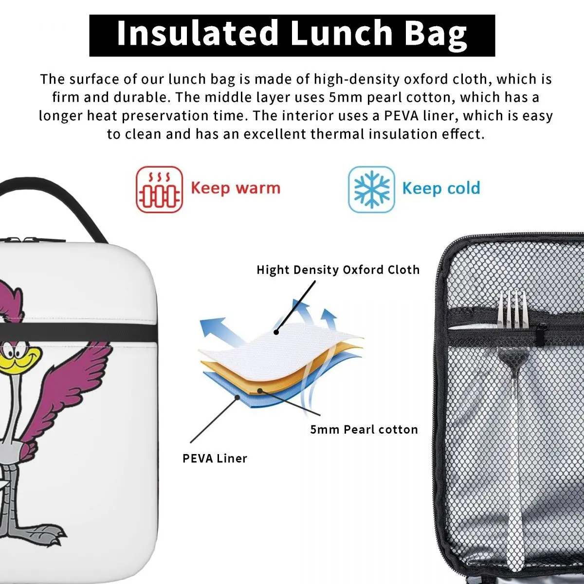 Beep Beep Merch Insulated Lunch Bags For School Food Storage Bag Portable Thermal Cooler Lunch Box