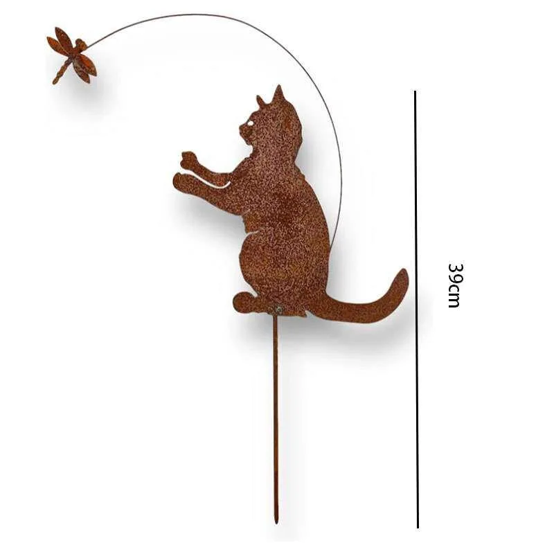 Metal Silhouette Garden Stake, Wing Shape Design, Flower Pot Plug for Lawn Yard Outdoor Landscape Ornament