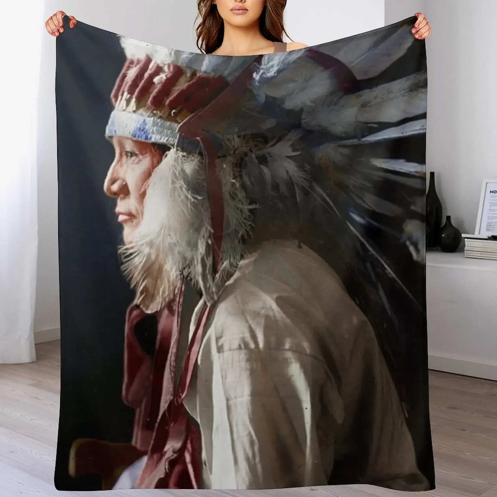 

Whirlwind horse. Lakota (Sioux). Throw Blanket Bed covers Luxury Thicken blankets ands Softest Blankets