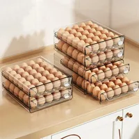 Transparent Egg Storage Box Double Layer Clear Plastic Egg Holder Time Scale Large Capacity Egg Storage Rack Drawer Organizer