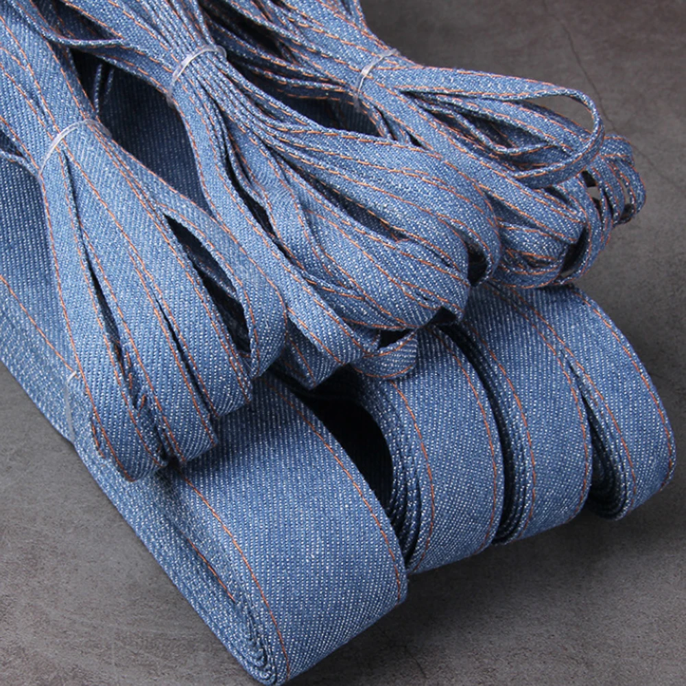 5 Meter Denim-Gurtband, flaches Cowboy-Stoffseil für DIY-Bastelarbeiten, Halsketten, Haaraccessoires, Heimdekoration. – Detail 4