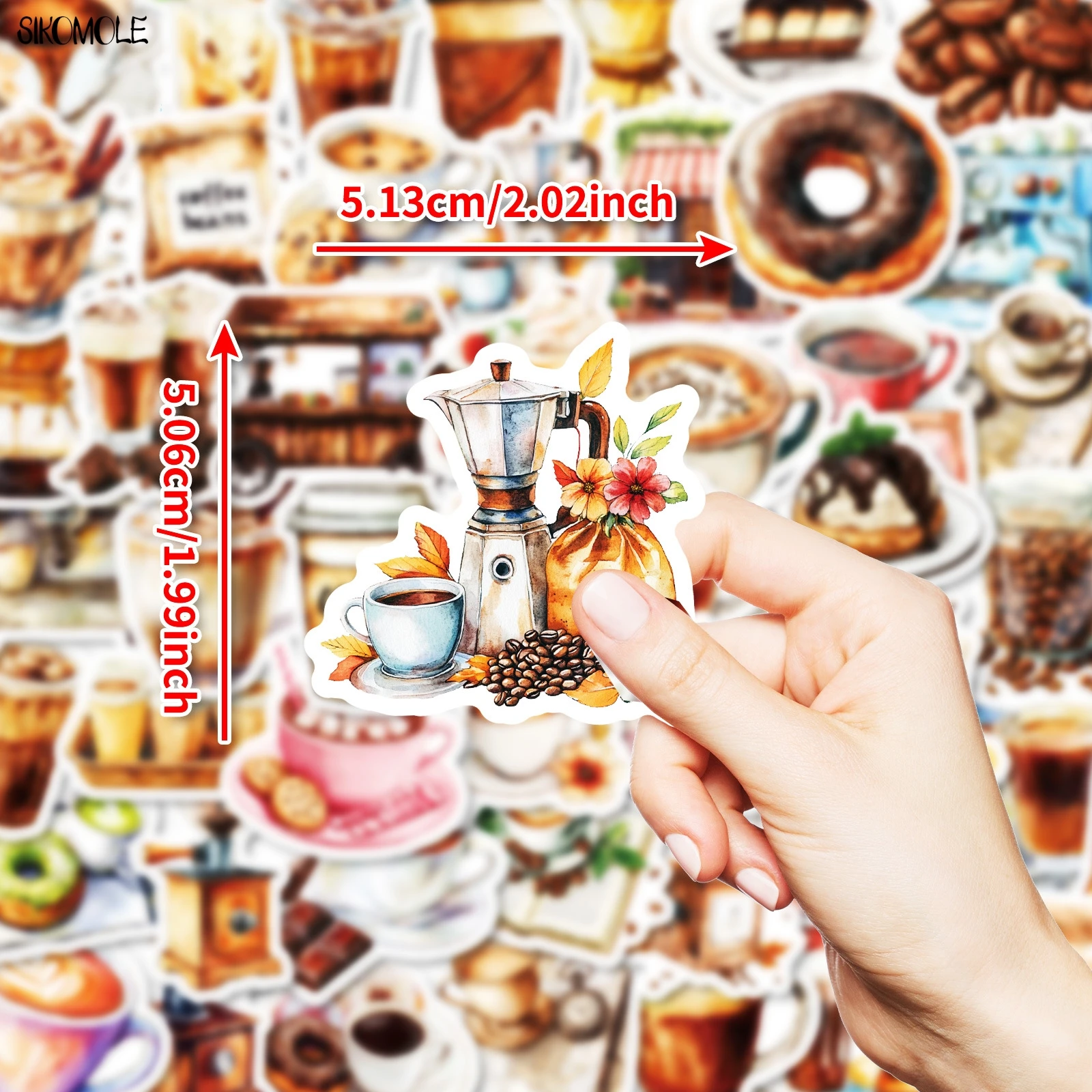 

10/30/50pcs Cartoon Cafe Stickers Kawaii Coffee Dessert DIY Phone Laptop Guitar Travel Luggage Skateboard Toy Graffiti Sticker