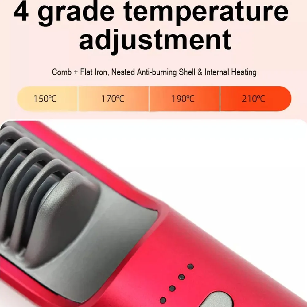 แปรงผมไฟฟ้าอัจฉริยะปิดป้องกัน Straightener Anti-Scald หวีแบบพกพาสำหรับสตรีที่มี4อุณหภูมิ20S ความร้อนได้อย่างรวดเร็ว