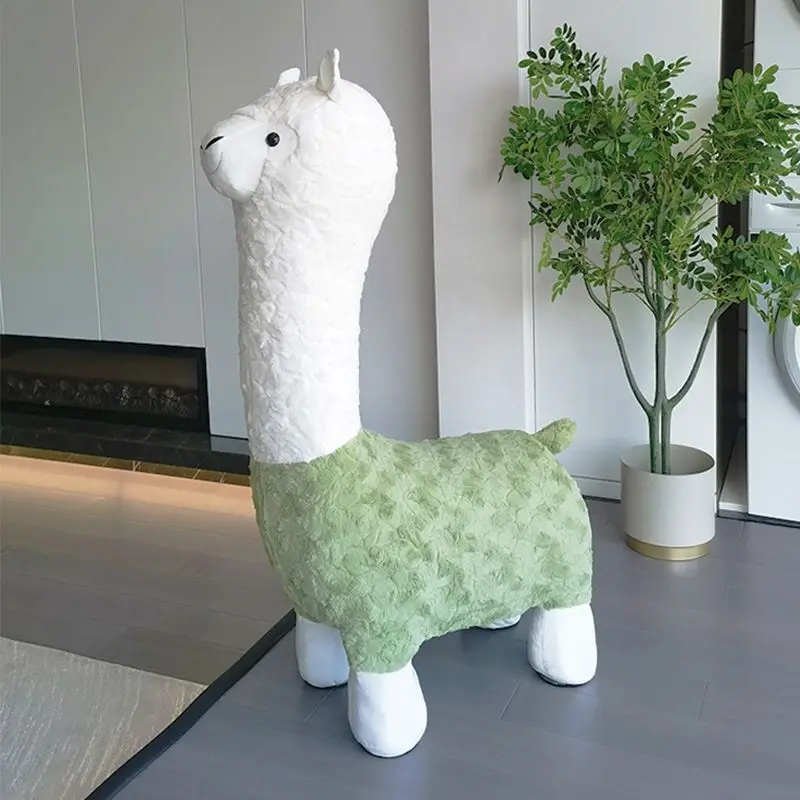 Oversized Alpaca Stool Light Luxury Animal Stool Floor To Floor Handmade Ornaments Nordic Style Shoe Changing Stool Holiday Gift