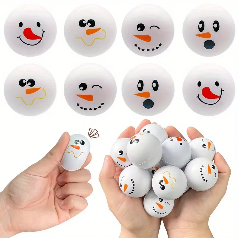 

12PCS Christmas Stress Balls Snowman Face Stress Toys PU Foam Snowball Sensory Toys Stress Relief Balls for Party Favors Decor