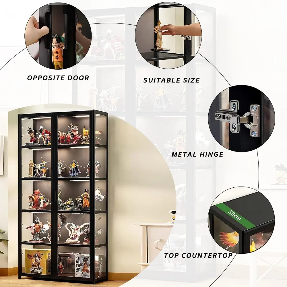 خزانة تحف من زجاج الأكريليك مكونة من 5 طبقات لعرض المقتنيات والألعاب #3