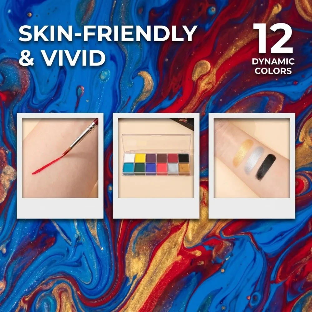 Eco-friendly Formula Oil Paint Set Skin Safe Easy Blendable Halloween Body Paint Smooth Texture Theatrical Makeup Paint