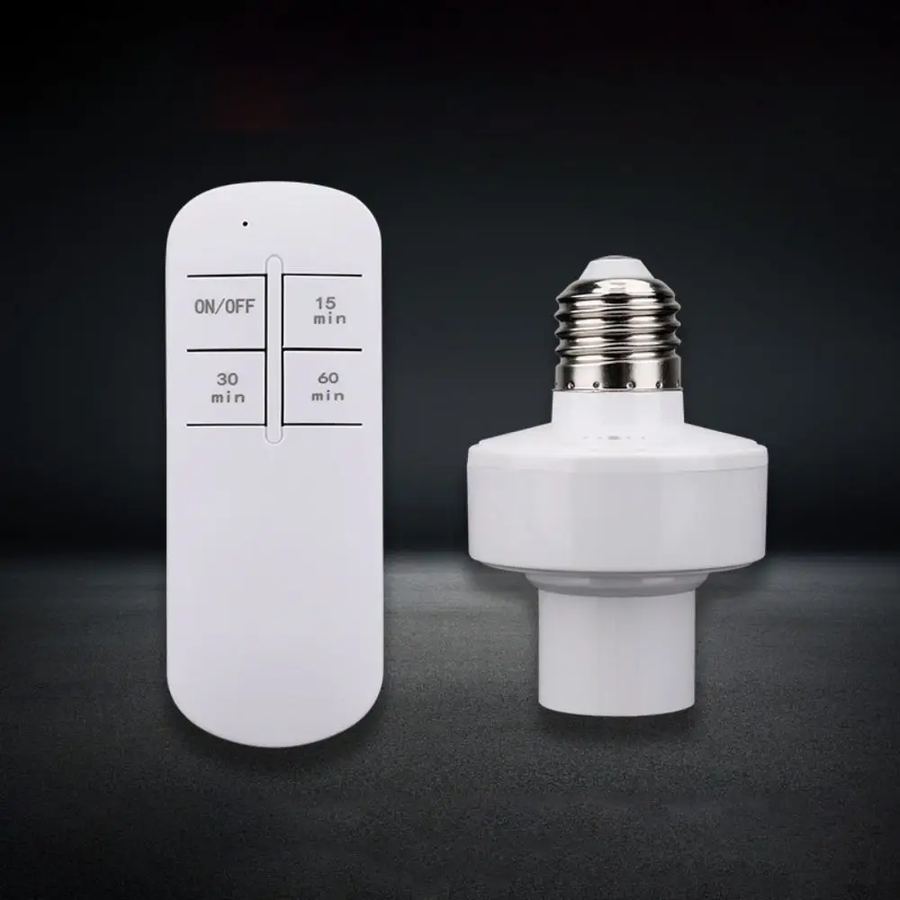 Portalámparas con Control remoto y temporizador de 15/30/60 Min, portalámparas E27 portátil de larga distancia, portalámparas para PC inteligente, enchufe para bombilla para el hogar