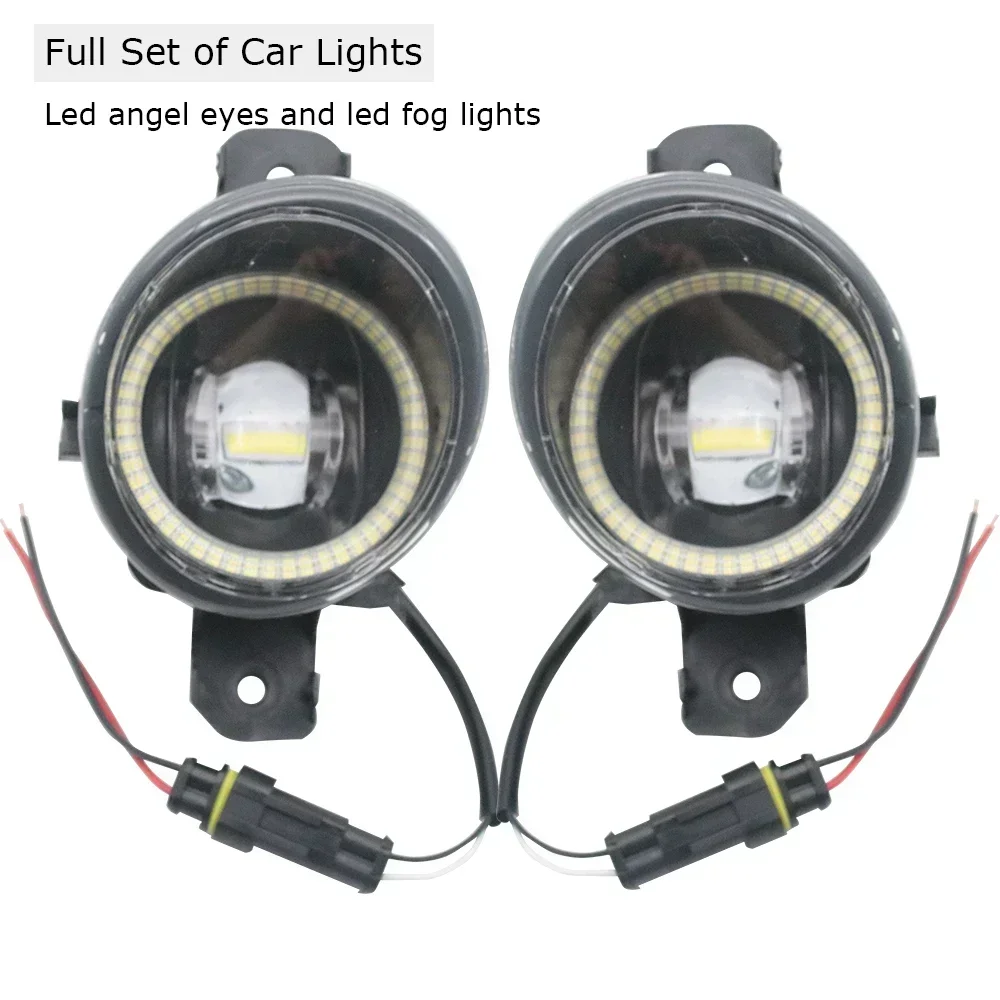 LED Car Fog Lights with Clear Lens Angel Eyes DRL Daytime Running Lamp for Nissan Sentra Sylphy Plusar SSS Terra Oting Paladin