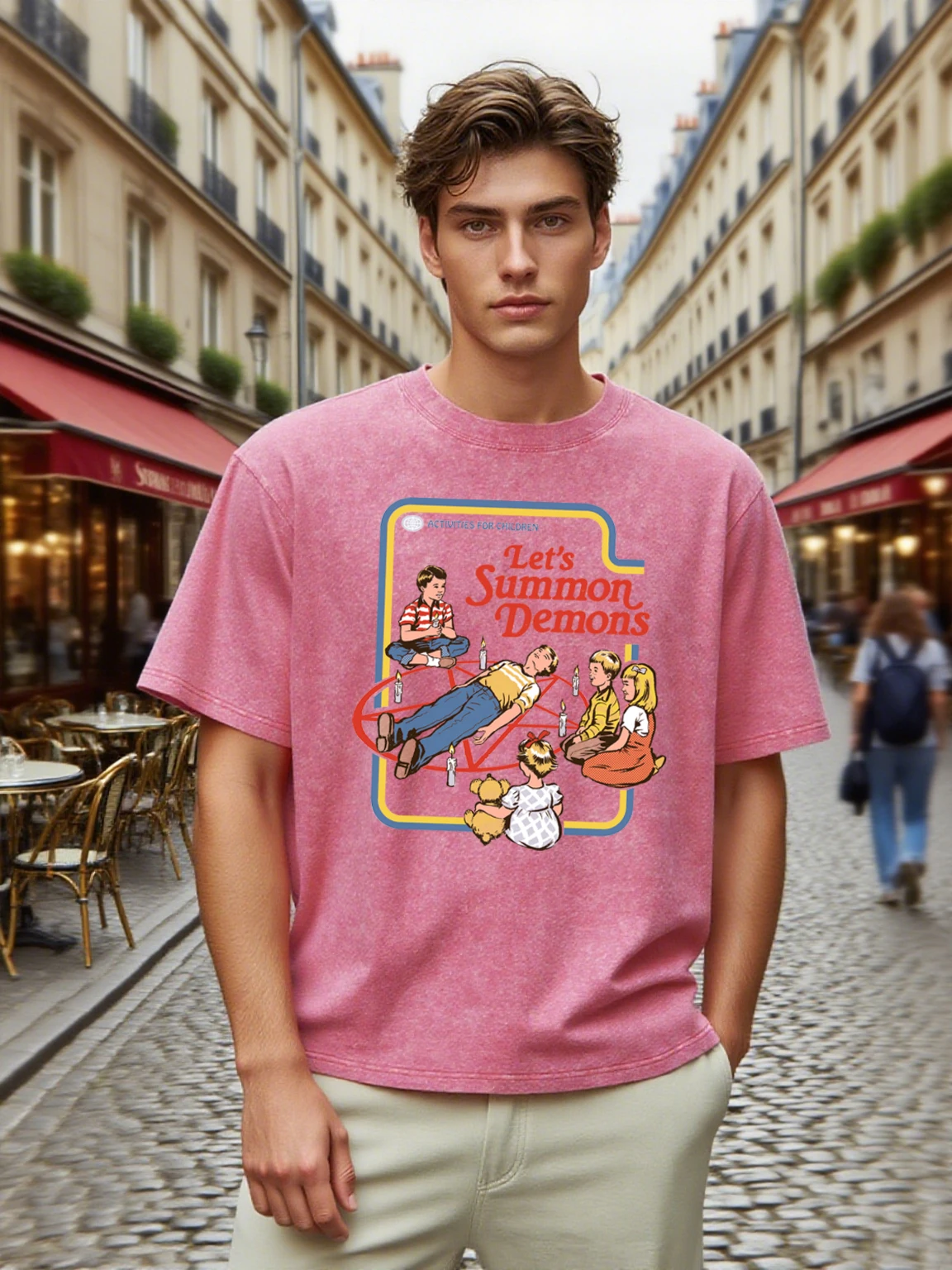 اللعب بين الأطفال يطبع غسل الثلوج رجل تي شيرت الصيف القطن كول تي شيرت الهيب هوب غسلها قصيرة الأكمام فضفاضة بلوزة برقبة دائرية #1