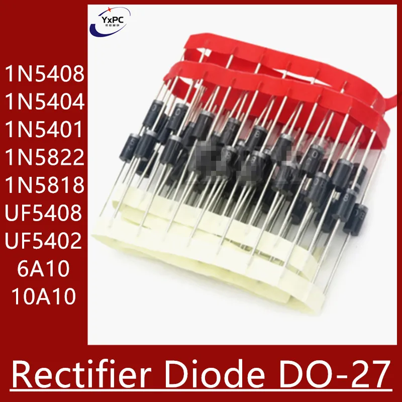 20PCS Rectifier Diode 1N5408 1N5404 1N5401 1N5822 1N5818 UF5408 UF5402 6A10 10A10 DO-27 NEW ORIGINAL