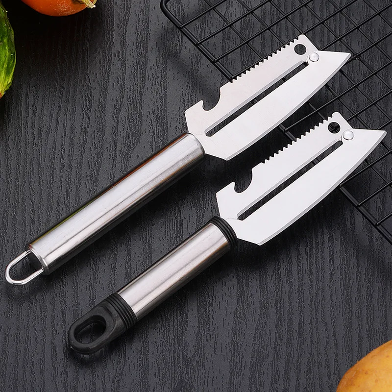 2 pieces Stainless steel black tube paring knife utility kitchen gadget multi-function fruit knife double-sided fruit planer artifact