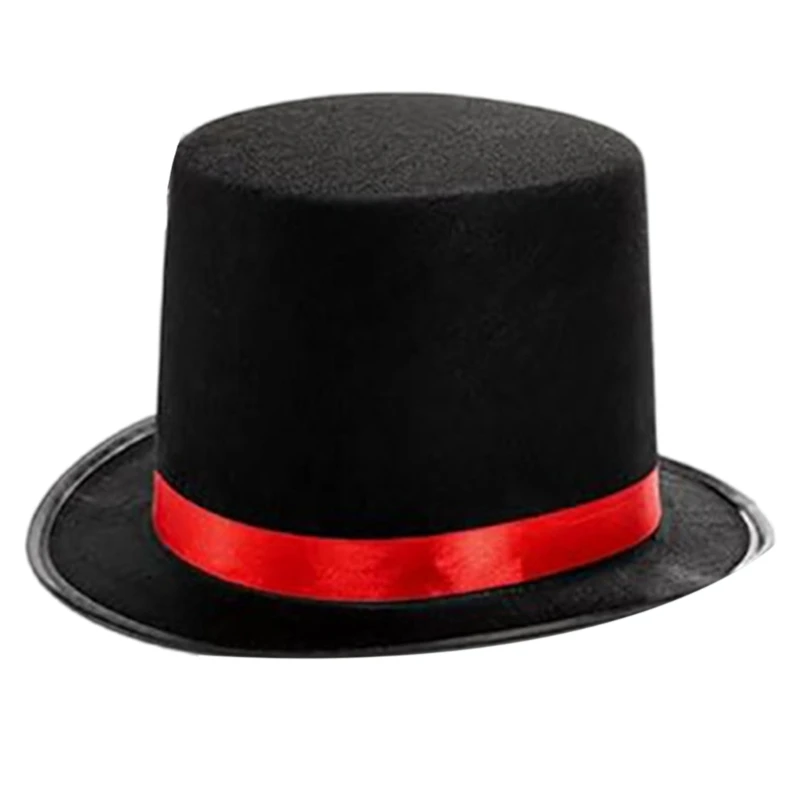 Top Hat with Ribbon Short Brimmed Fedoras Hat for Boyfriend Magicians Costume