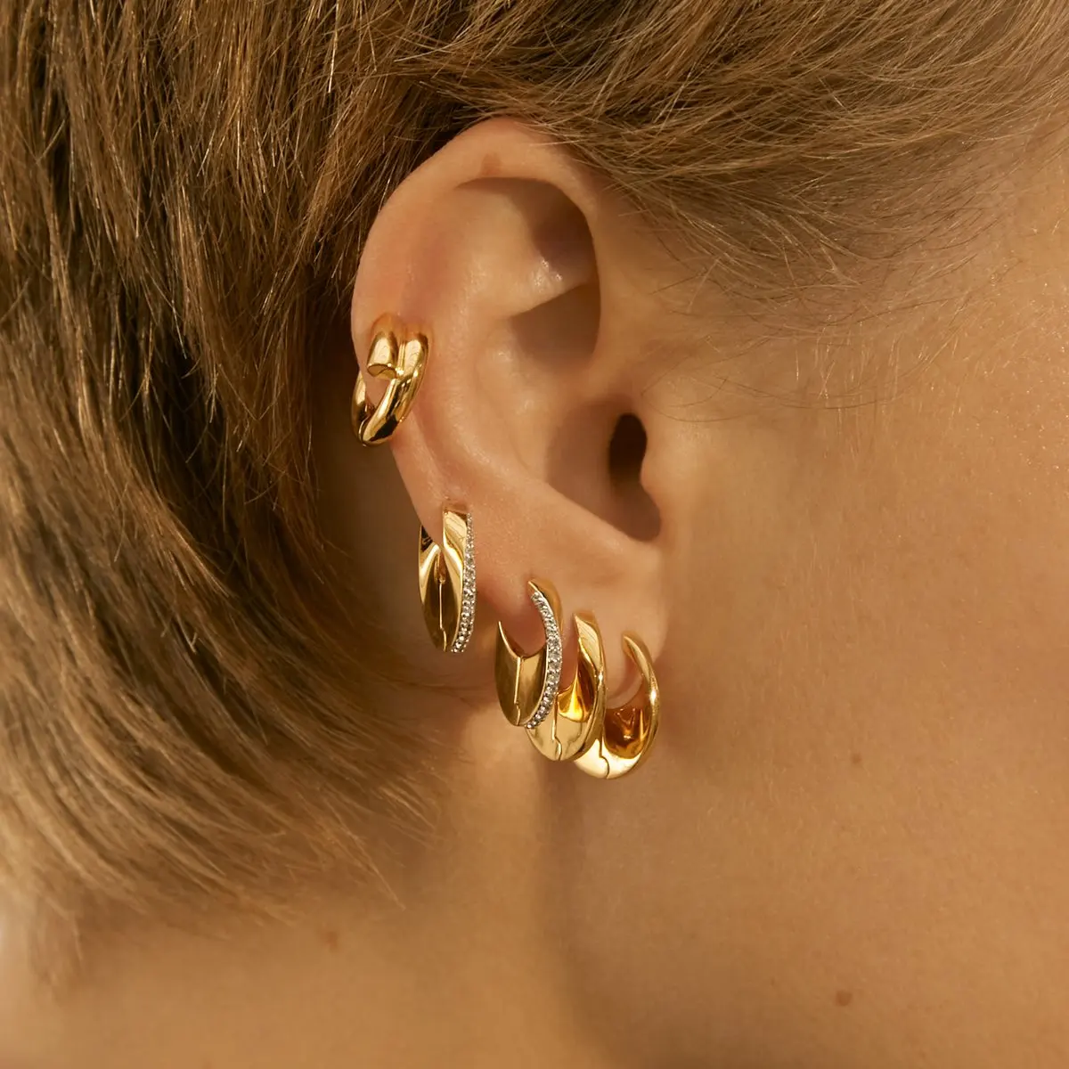 Simple Minimal Delicate Multi Piercing Girl Women Jewelry Geometric Round Shaped Mini Small Hoop Earring