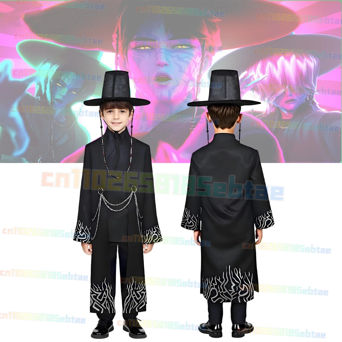 

Kpop Demon Hunter Saja Boy Jinu Rumi Cosplay Black Hat for Men Uniform Hat Wig Roleplay Costume for Halloween Party