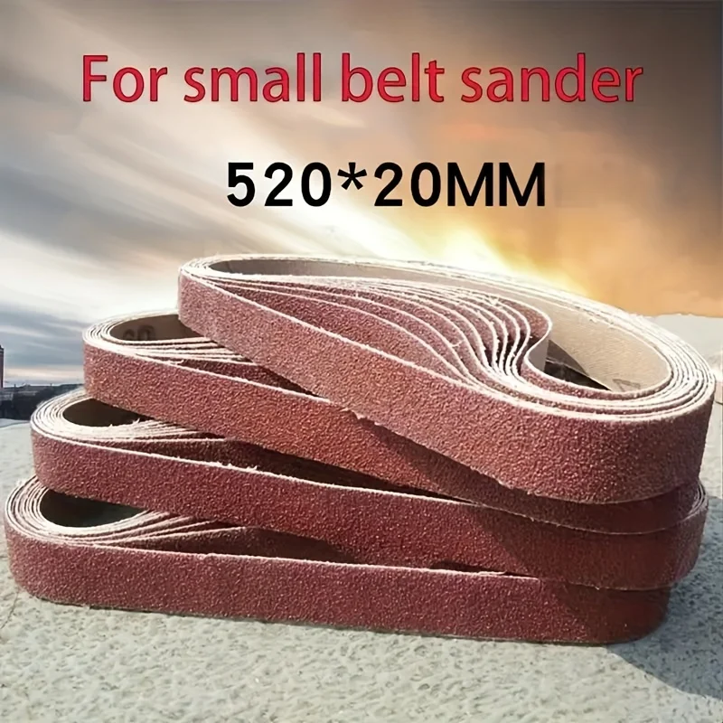 

520x20mm 10pcs 60/100/240/320/800#Small Mini Belt Sander For Grinding Stainless Steel Polishing Rust Removing Abrasive Fabric