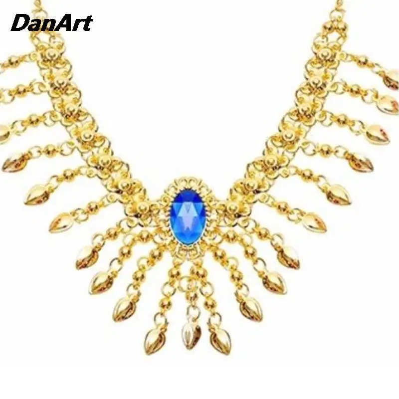 Girls Shiny Belly Dance Neckchain Headchain Indian Dance Gorgeous Necklace Stage Performance Costume Accessories