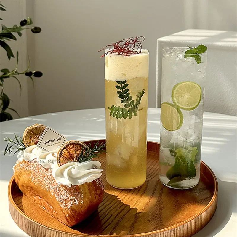 1PCS  Japanese Style  Highball Long Straight Colin Glass Cocktail Glass Island Iced Tea Glass Copo Long Drinking Glasses