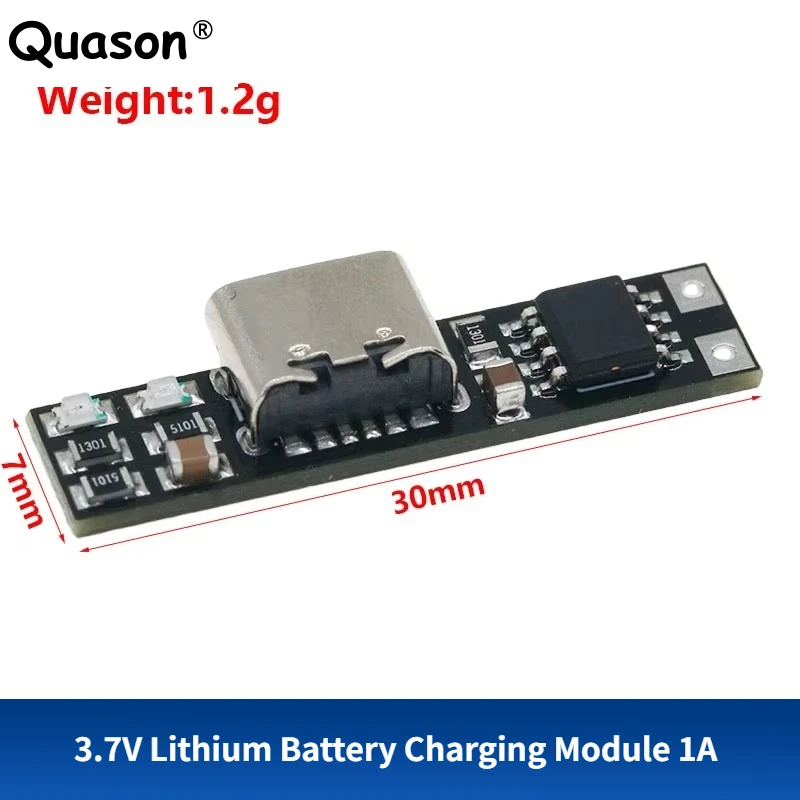لوحة شحن بطارية ليثيوم ثلاثية صغيرة جدًا ضيقة للغاية 3.7 فولت من Quason 1A 4.2 فولت وحدة شاحن واجهة من النوع C