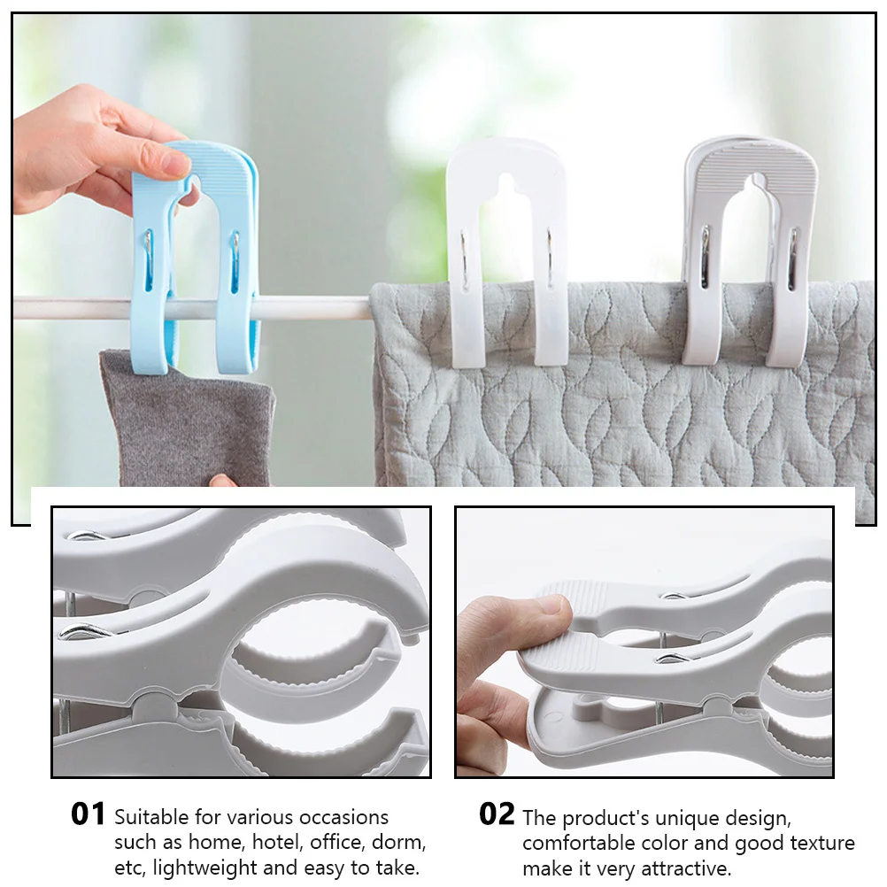 

6Pcs Windproof Clothes Clips Large Non Slip Plastic Clothespins Heavy Duty Quilt Clip Laundry Clips for Outdoor Indoor Use