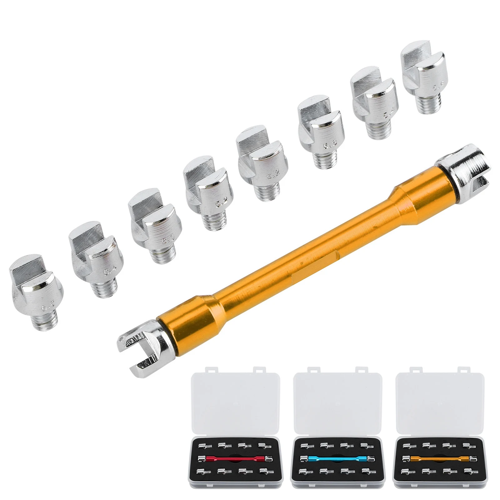 Kunci Pas Jari-jari Ujung Keras Sepeda Motor Kunci Pas Jari-jari Sepeda Motor Set Kunci Pas CNC 5.0 ‐ 6.8 Panjang 93Mm/3,7 Inci untuk Sebagian Besar Sepeda Motor